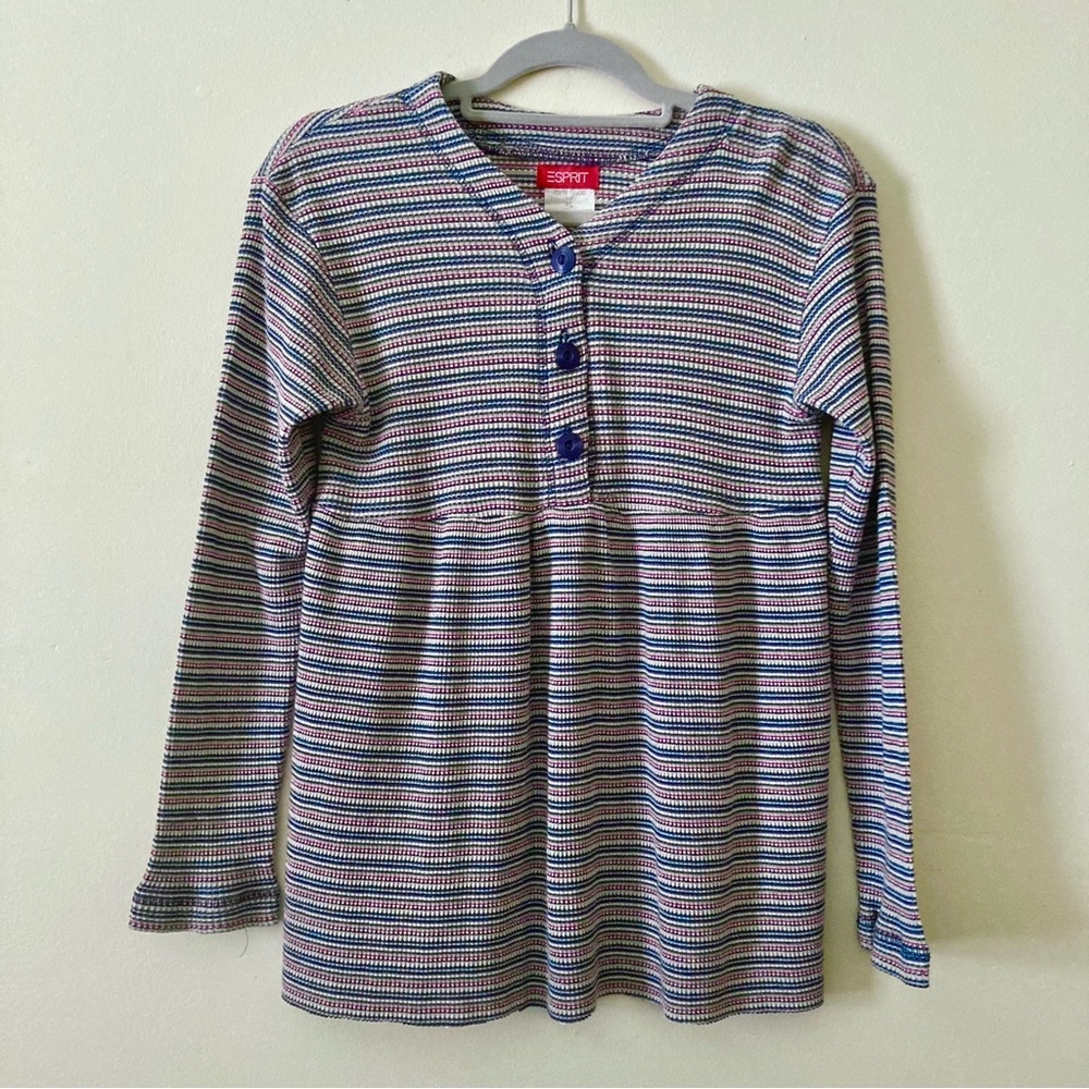 Espirit 90s Vintage Babydoll Shirt Dress Striped Long Sleeve Y2K Women’s Small
